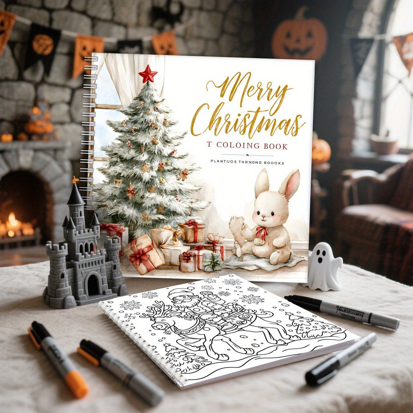 20x20cm Adult Coloring Book Spiral Binding Christmas Halloween Activity Book