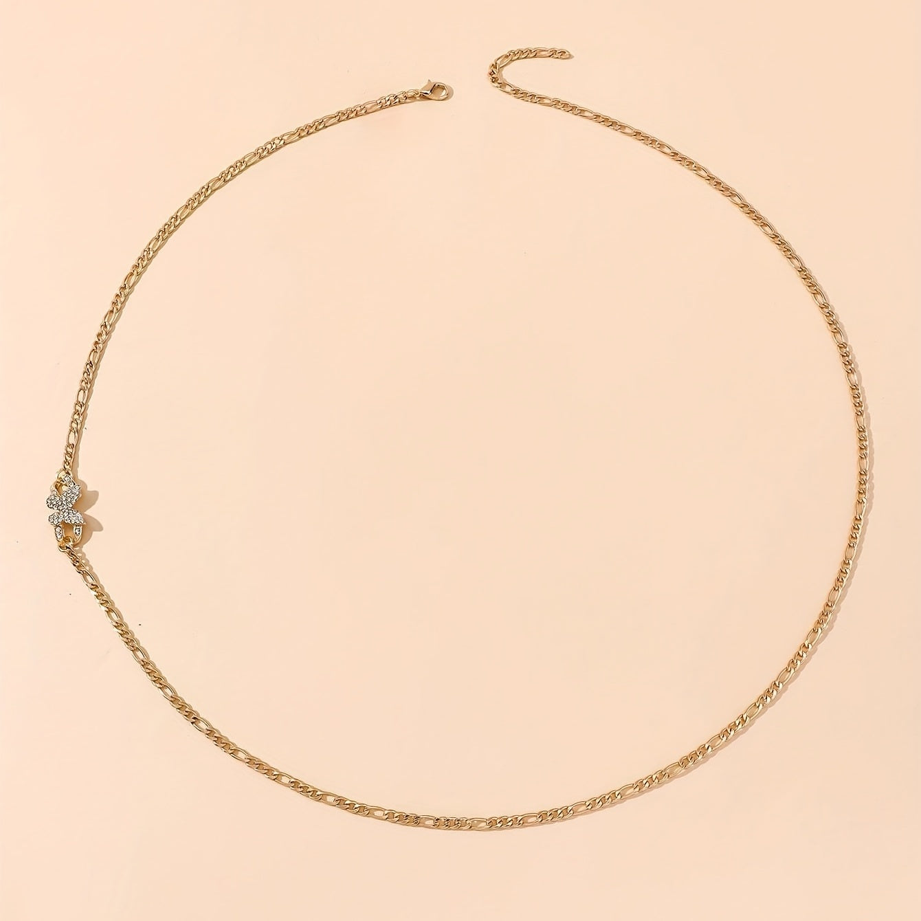 Rhinestone Butterfly Waist Chain Silver Metal Belt