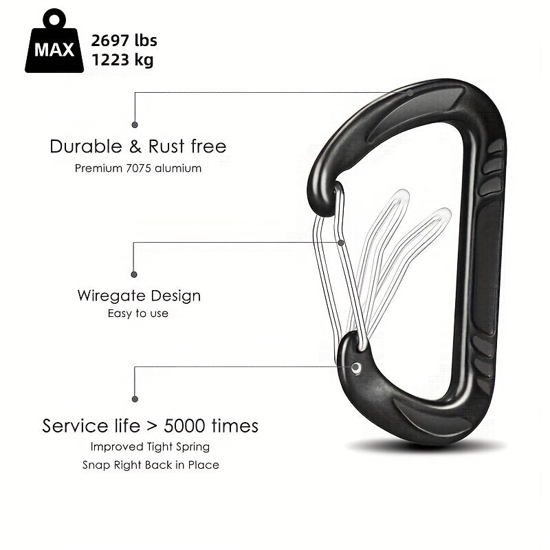 2pcs 12KN Aluminum D-ring Buckle for Camping