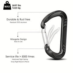 2pcs 12KN Aluminum D-ring Buckle for Camping