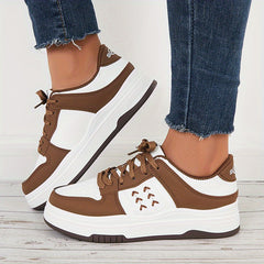 Women's Wheat Graphic Skate Shoes Low Top Flatform Comfortable Walking Shoes