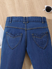 Girls' Embroidered Casual Jeans Denim Pants Street Outwear