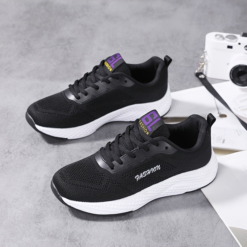 Women's Letter Graphic Slip-on Sneakers Soft Sole Breathable Mesh Shoes