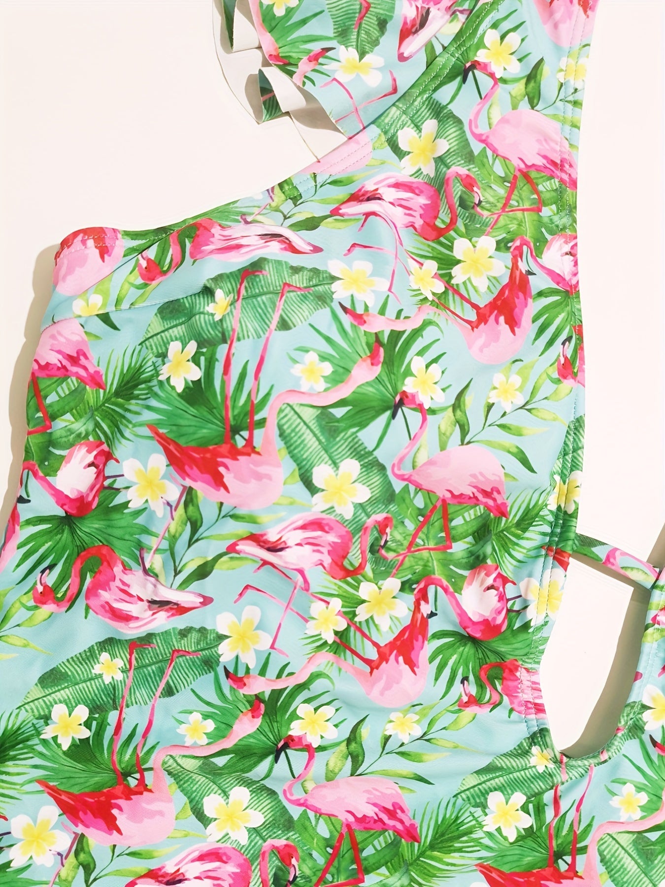  Sexy One Piece Swimsuit Women's Plus Tropical Print Cap Sleeve V Neck