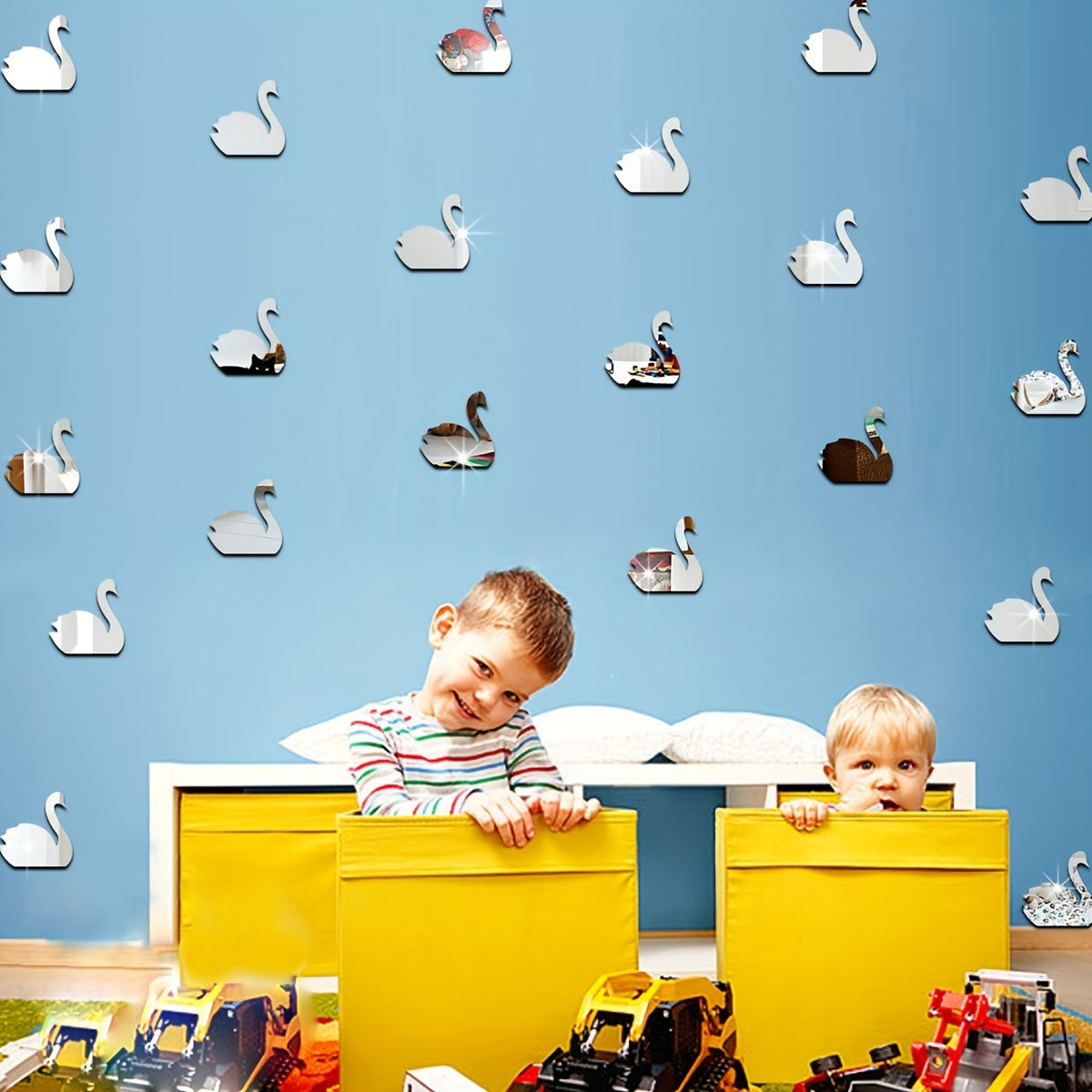 Cartoon Swans Stars Acrylic Wall Stickers - Kids Rooms Decor
