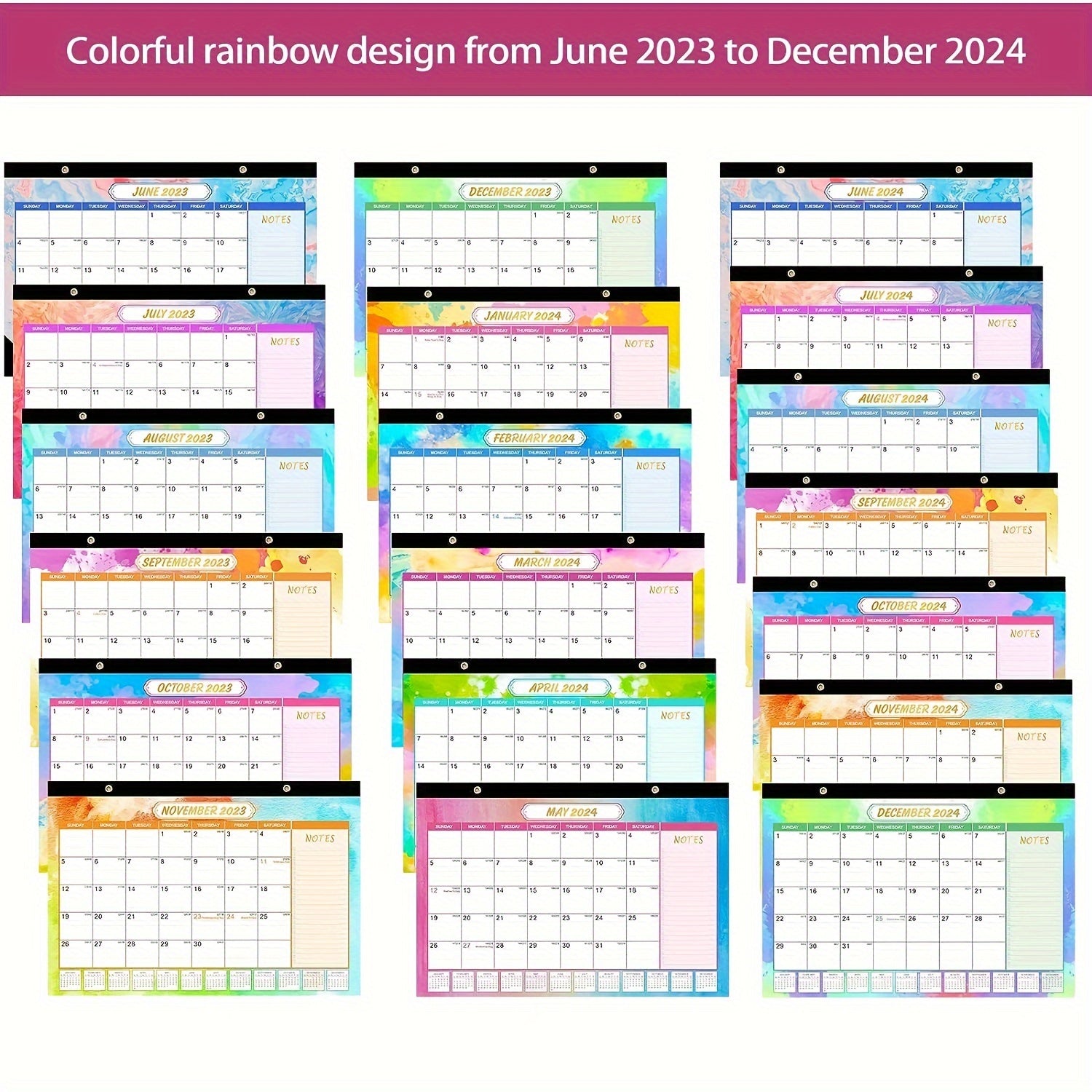 18-Month Academic Desk Calendar, Julian Dates, School Home Office