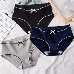 3pcs Ribbed Bow Tie Briefs Soft & Comfy Panties