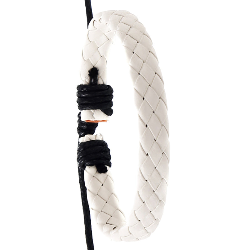 Vintage Men's Braided Leather Hand Rope Bracelet