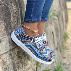 Ethnic Pattern Lightweight Slip On Loafers Shoes Soft Comfortable Boat Shoes