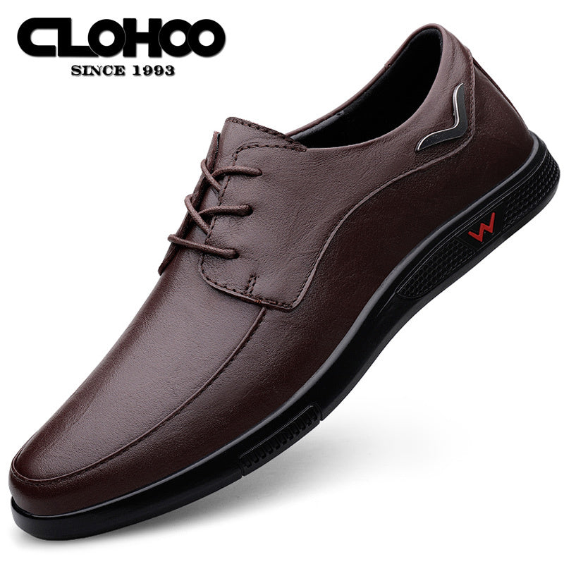 CLOHOO Men's Breathable Leather Lightweight Loafer Shoes