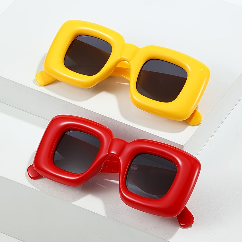 Steampunk Square Inflated Sunglasses Thick Frame Shades Eyeglasses