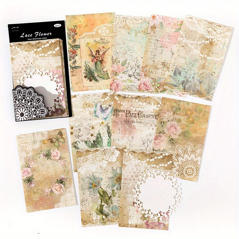 30PCS Vintage DIY Material Paper for Scrapbooking Stationery
