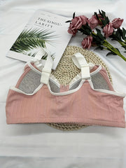 Lace Wireless Zipper Push Up Bra