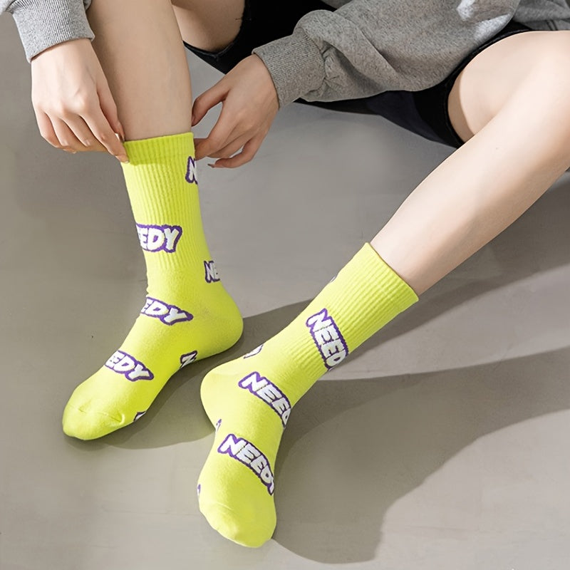 6 Pairs Letter Print Socks Women's Stockings & Hosiery