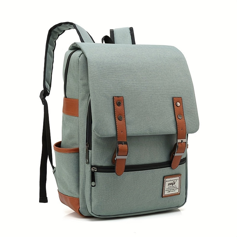 Vintage Canvas Flap Laptop Backpack Buckle Schoolbag Travel Daypack