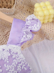 Girls' Lace Floral Ruffle Princess Dress For Party