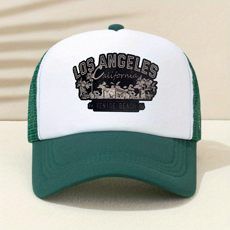 LA Print Trucker Hat Mesh Breathable Baseball Cap Unisex Dad Hats
