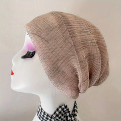 Pleated Mesh Beanie Thin Breathable Turban Cap Head Wrap Chemo Hats