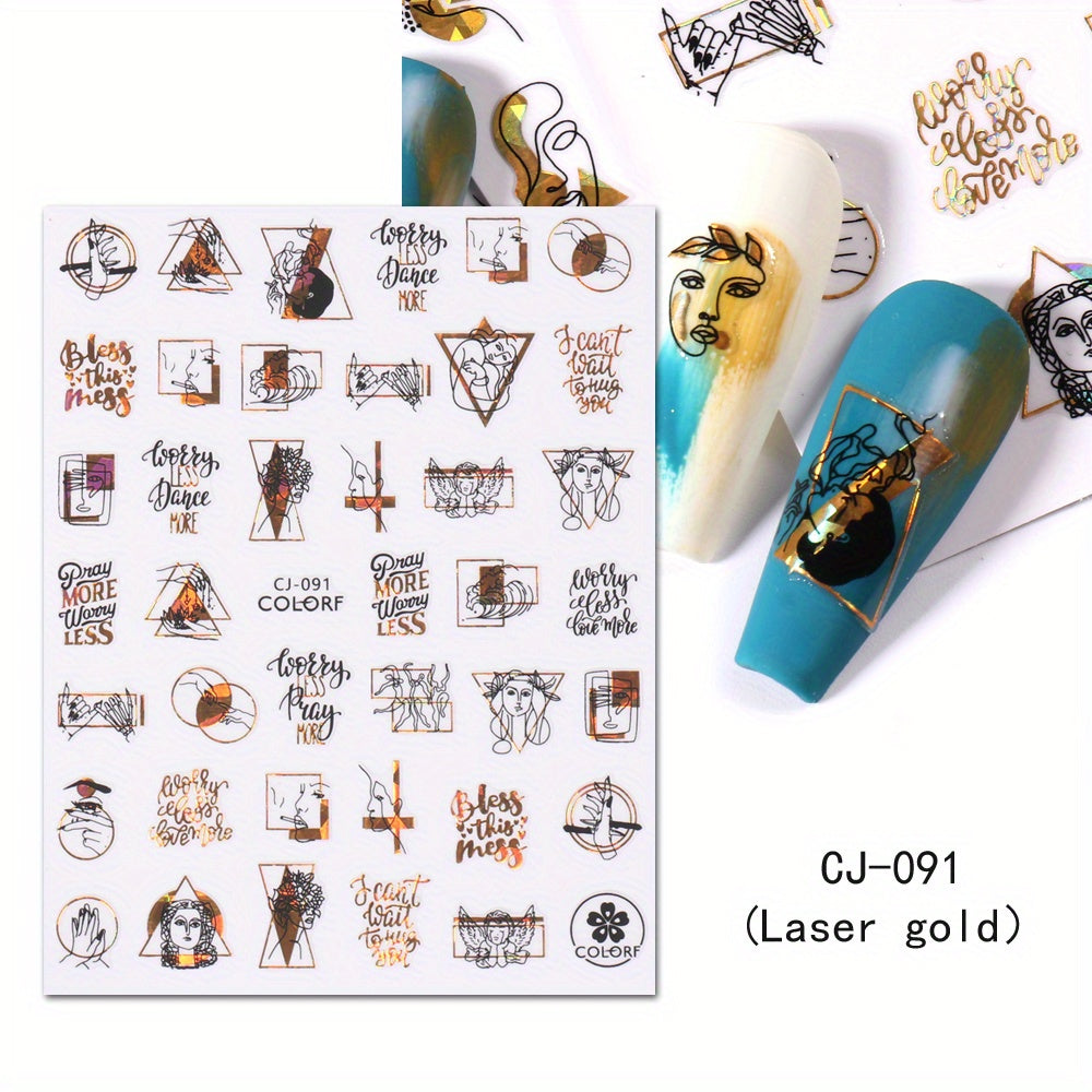 3D Graffiti Nail Art Stickers Abstract Line DIY Manicure Tips Decoration
