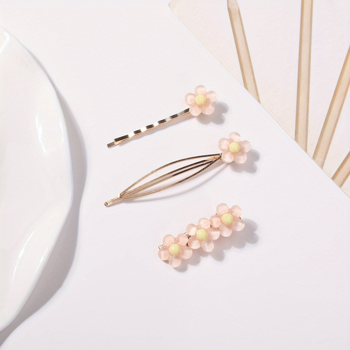 3pcs Flower Hair Clip Bobby Pin Side Clip Bangs Clip Floral Hair Accessories
