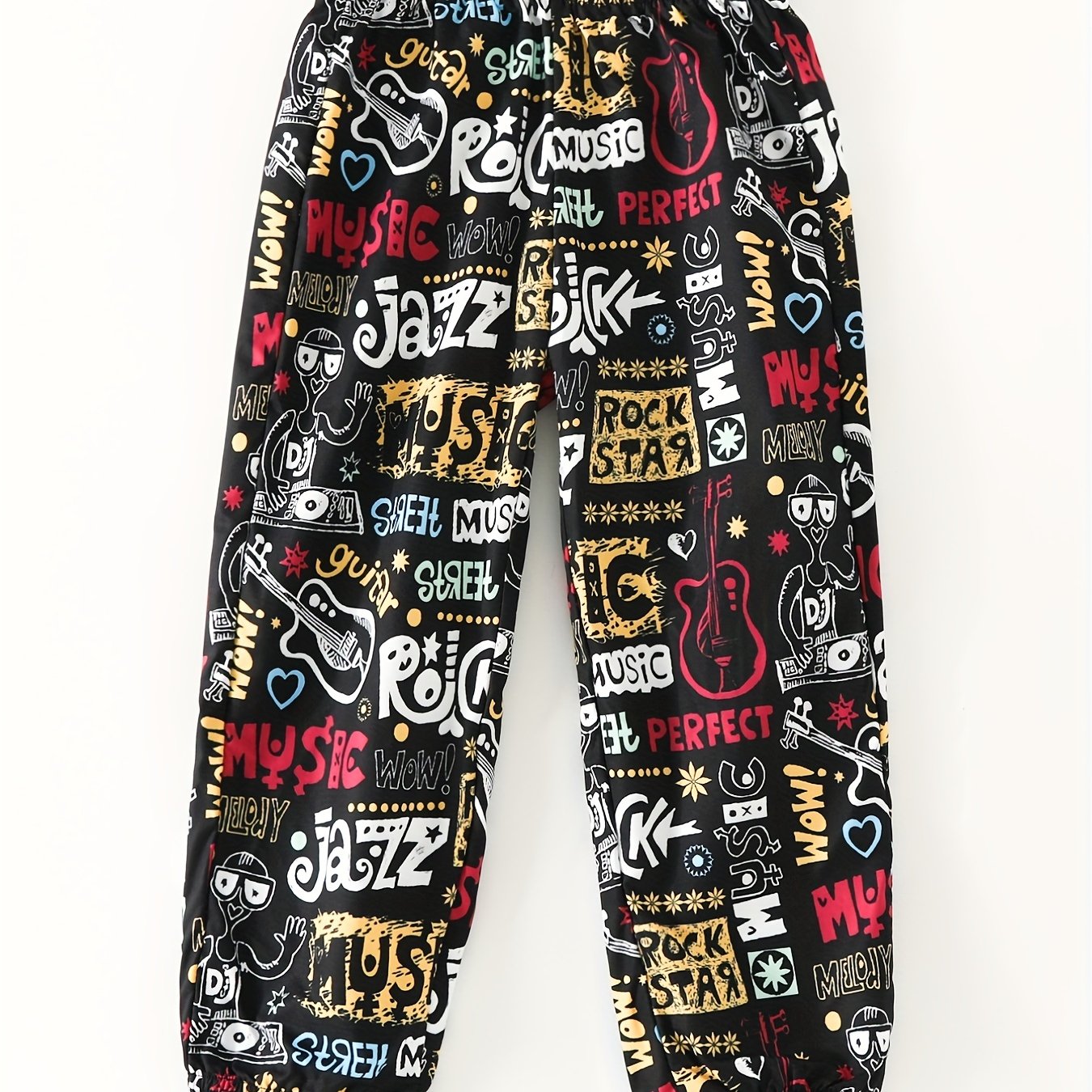 Girls Graffiti Style Loose Joggers Sweatpants High Waist Trousers