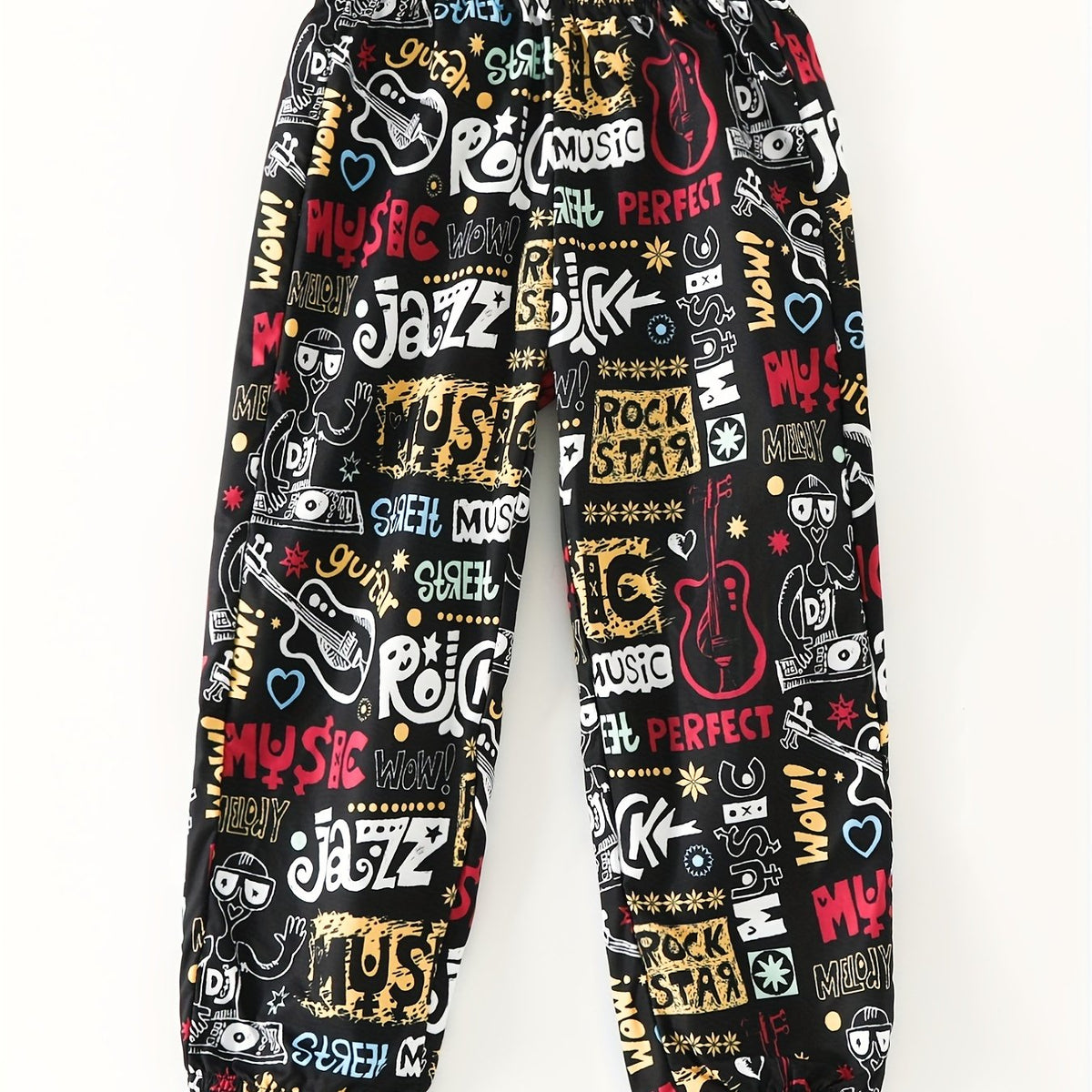 Girls Graffiti Style Loose Joggers Sweatpants High Waist Trousers