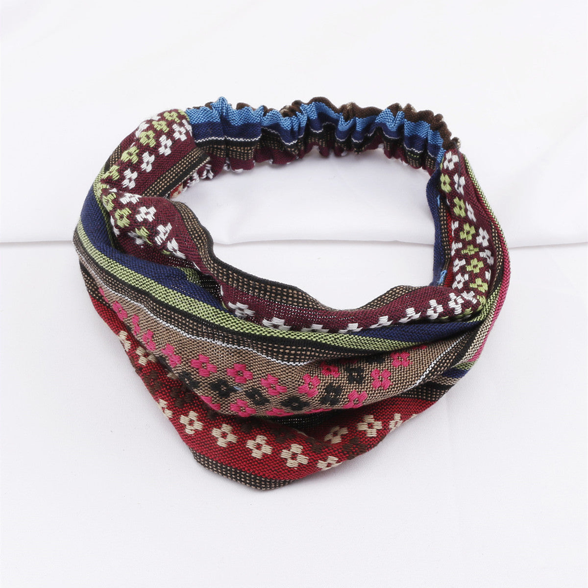 Fabric Retro Pattern Hairband Wide Turban Casual Ethnic Style Headband