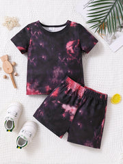 Baby Boys Coconut Tree Print T-shirt & Shorts Set Summer Beach Vacation Clothes