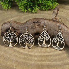 Vintage Silver Tree Of Life Pendant Earrings 2 Pairs Set