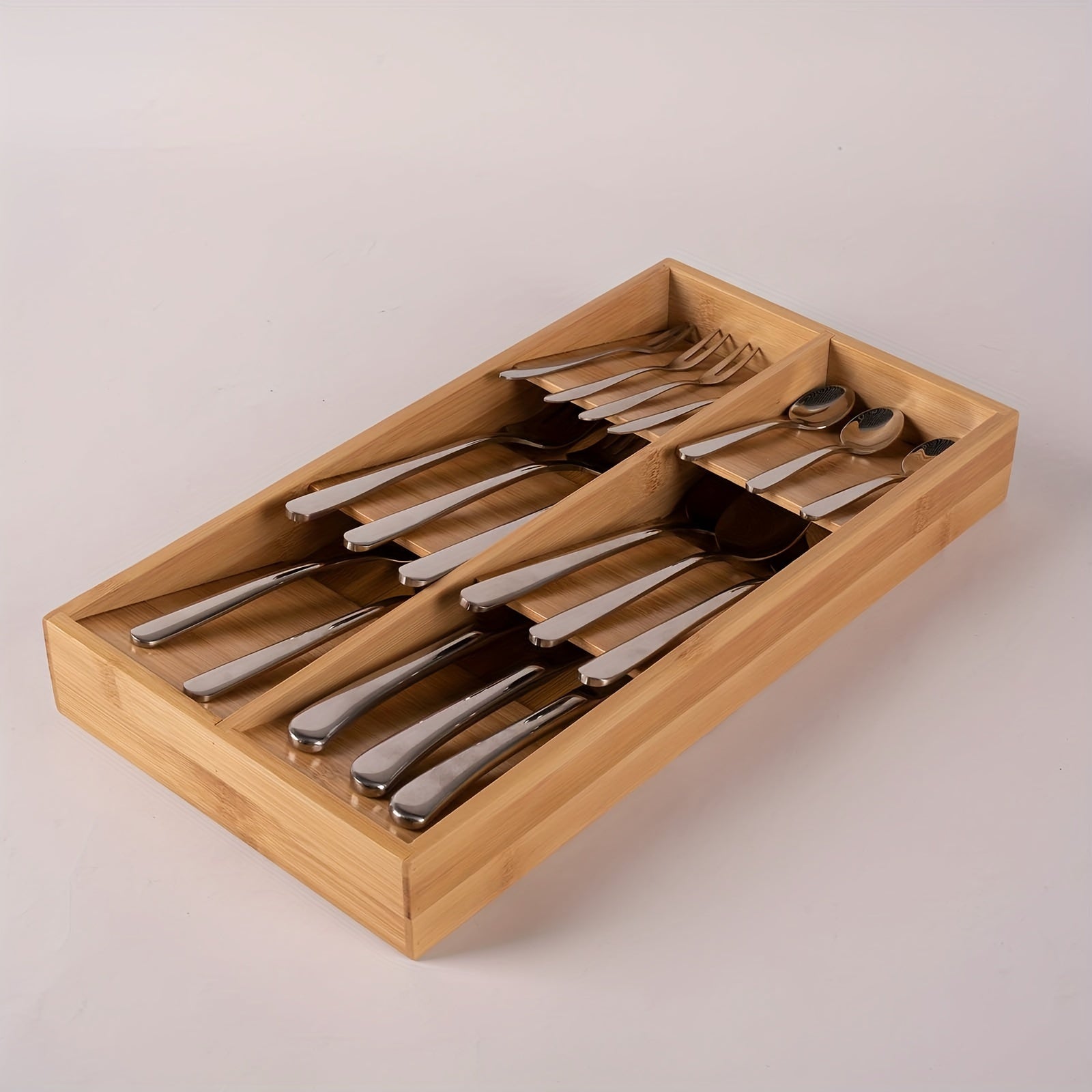 Bamboo Silverware Drawer Divider Organizer