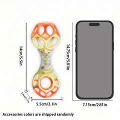 Baby Teether Rattle & Shake Barbell Toy Orange Green Colorful Chew Toy