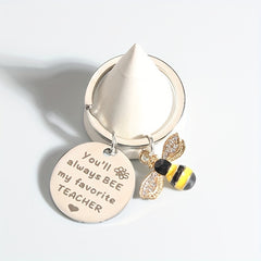 Rhinestone Bee Keychain Metal Key Ring Purse Bag Backpack Charm Gift