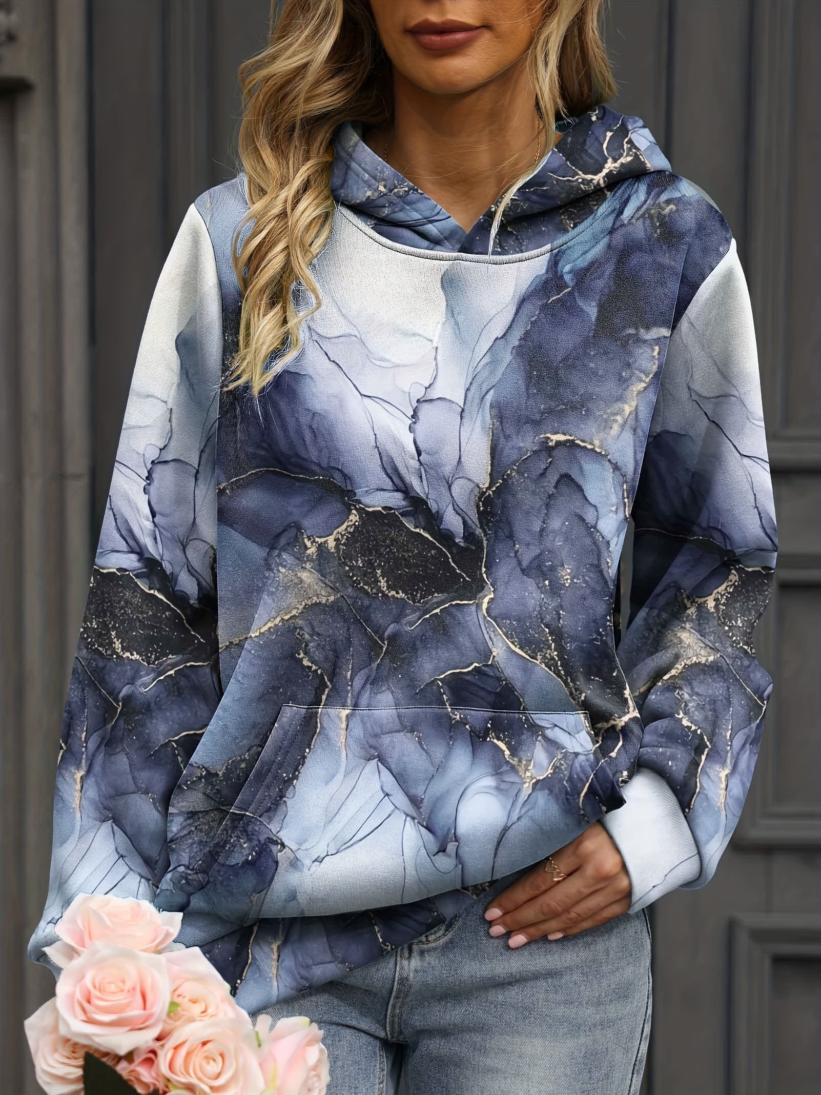 Kangaroo Pocket Hoodie, Casual Long Sleeve Hoodies Sweatshirt