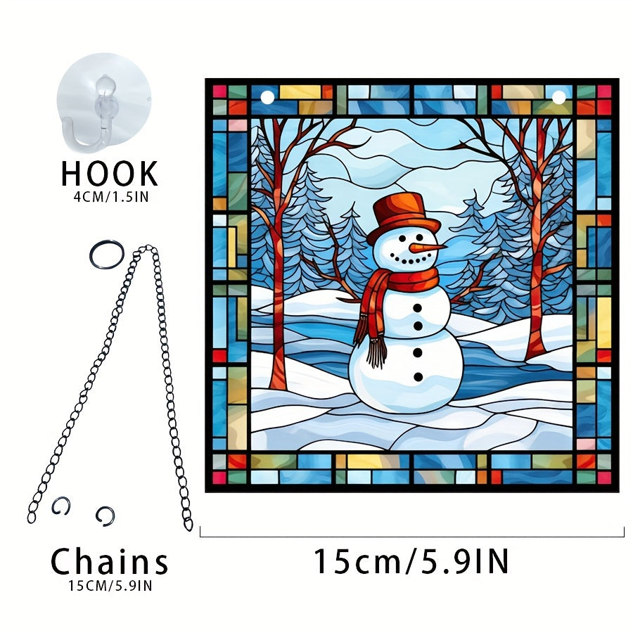 Acrylic Round Christmas Snow Snowman Window Decoration