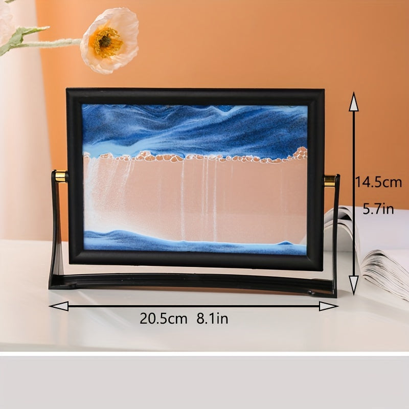 Rotatable Moving Sand Art Painting Glass Deep Sea Sandscape Quicksand Hourglass