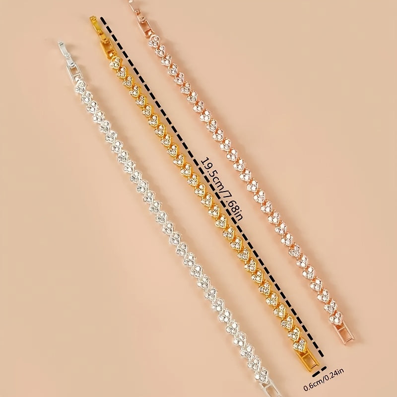 Braided Leaf Charm Crystal Wedding Bracelet for Women