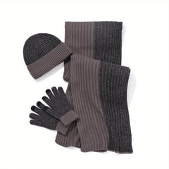 Jacquard Touch Screen Gloves Beanie Hat Scarf Set