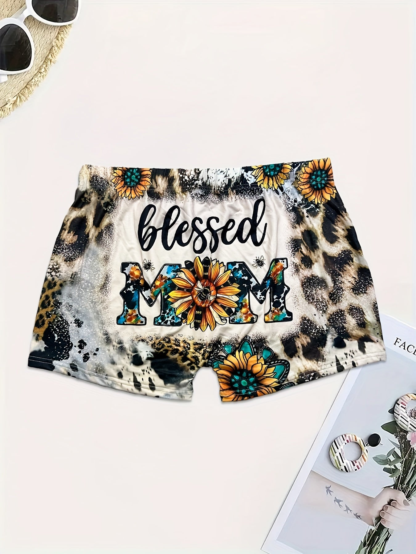  Sexy Shorts Women's Plus Art Leopard Sunflower Print