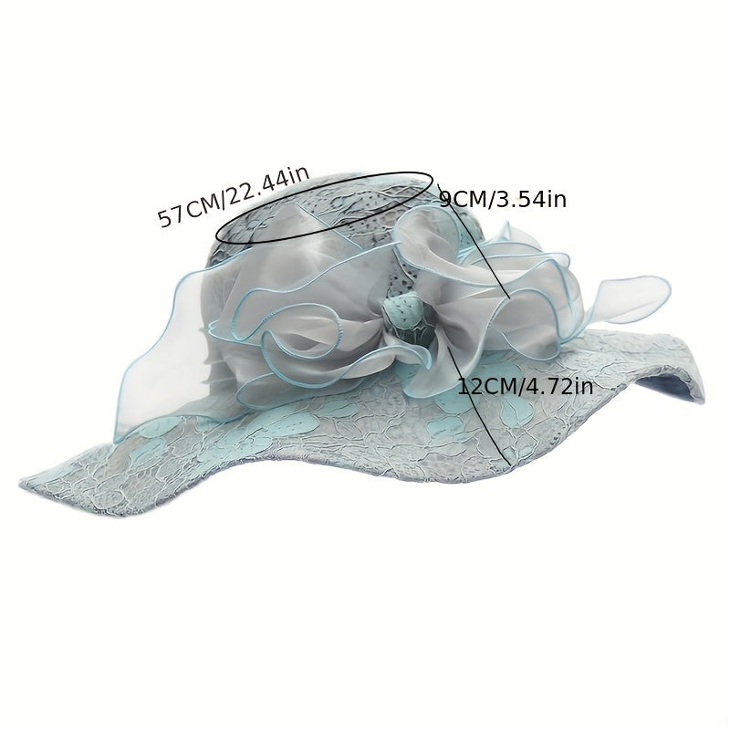 Lace Flower Sun Hat Embroidery Organza Derby Church Hats