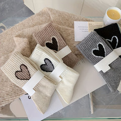 Heart Print Socks Soft & Comfy Mid Tube Women's Stockings