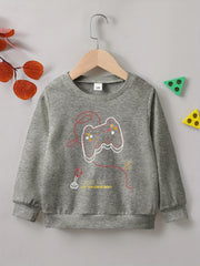 Boys Game Console & LEVEL UP Print Sweatshirt Crew Neck Top
