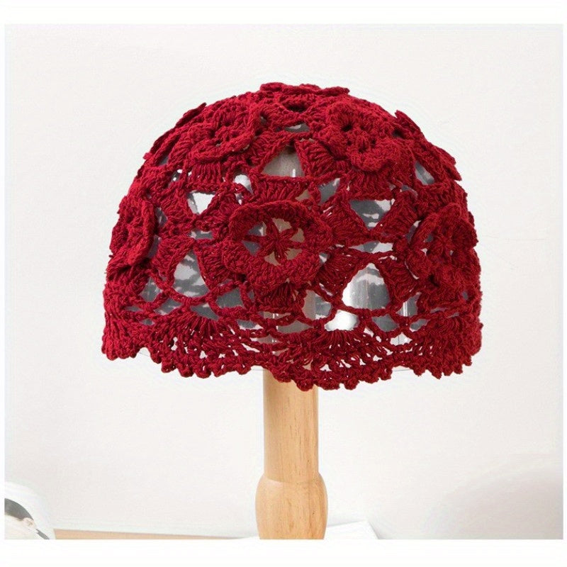 Soft Crochet Hollow Beanie Hat For Women Knitted Slouch