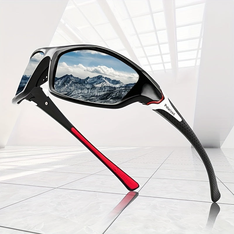 Y2K Polarized Rectangular Sunglasses Thick Frame Eyeglasses Women Fishing Wrap
