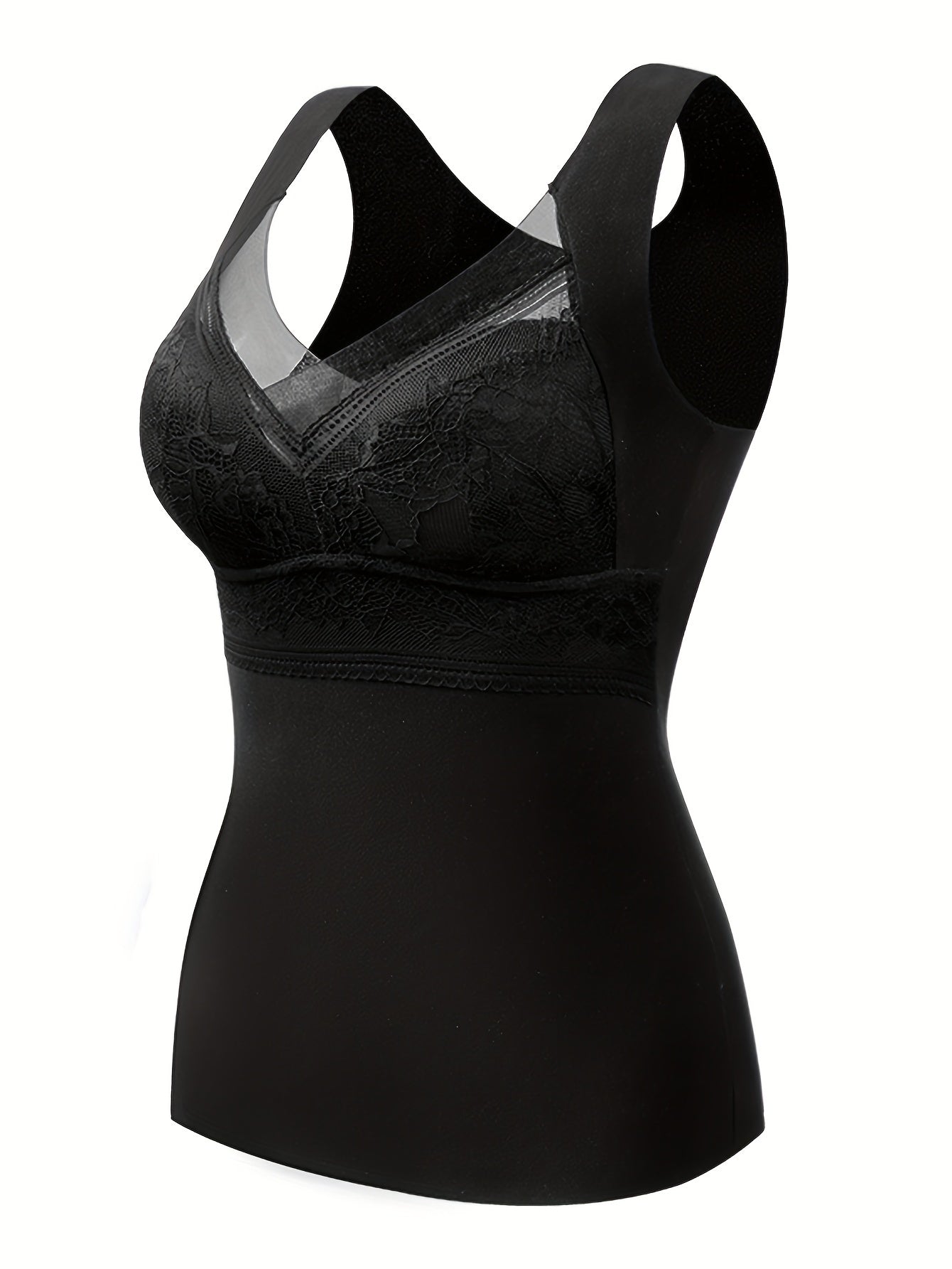 3pcs Lace Thermal Underwear V Neck Sleeveless Top Women's Lingerie