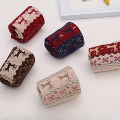 5 Pairs Christmas Elk Print Socks Warm Mid Tube Stockings