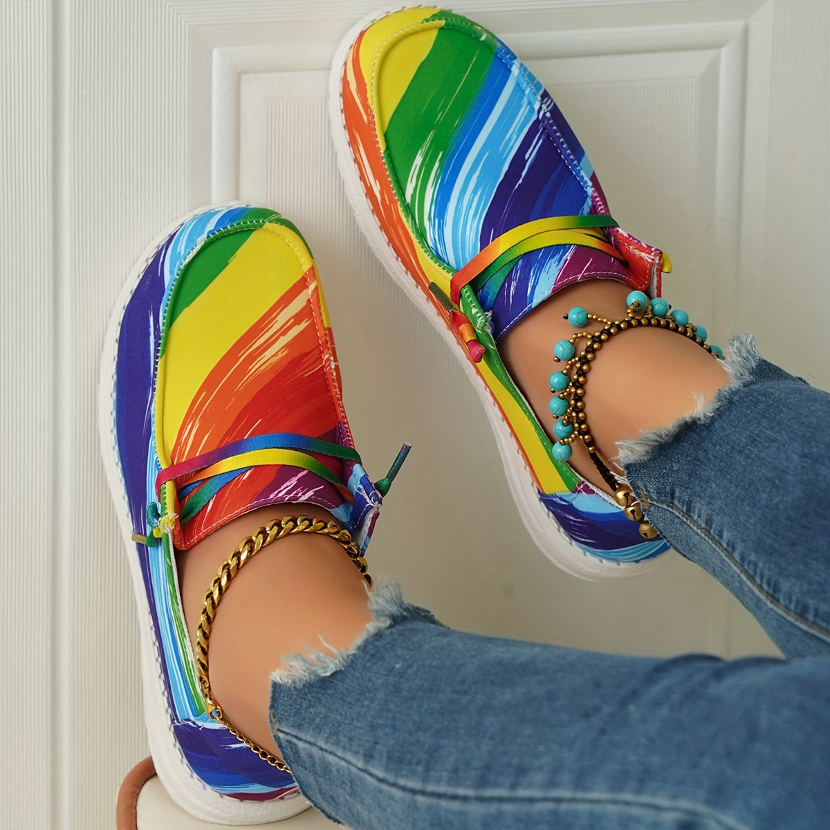 Women's Multicolor Canvas Shoes Casual Lace Up Low Top Lightweight Outdoor Shoes