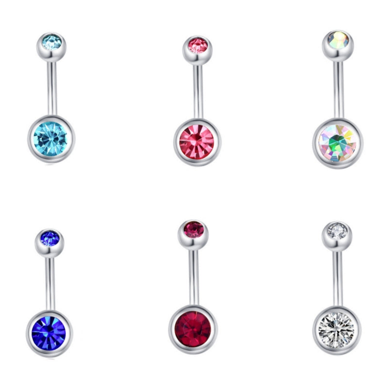 6pcs Surgical Steel 14G Navel Piercing Body Jewelry Men Women