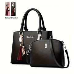Classic Solid Bag Sets All Match Minimalist Tote Bag With Shoulder Bag