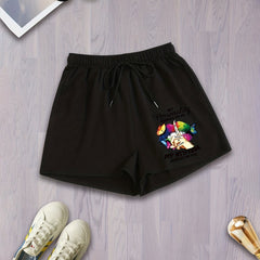  Gradient Lips Print Drawstring Comfort Shorts
