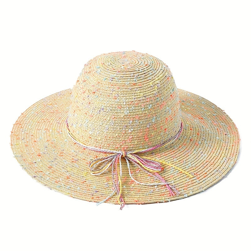 Candy Embroidery Sun Hat Wide Brim Summer Sunscreen Straw Hat Breathable Travel